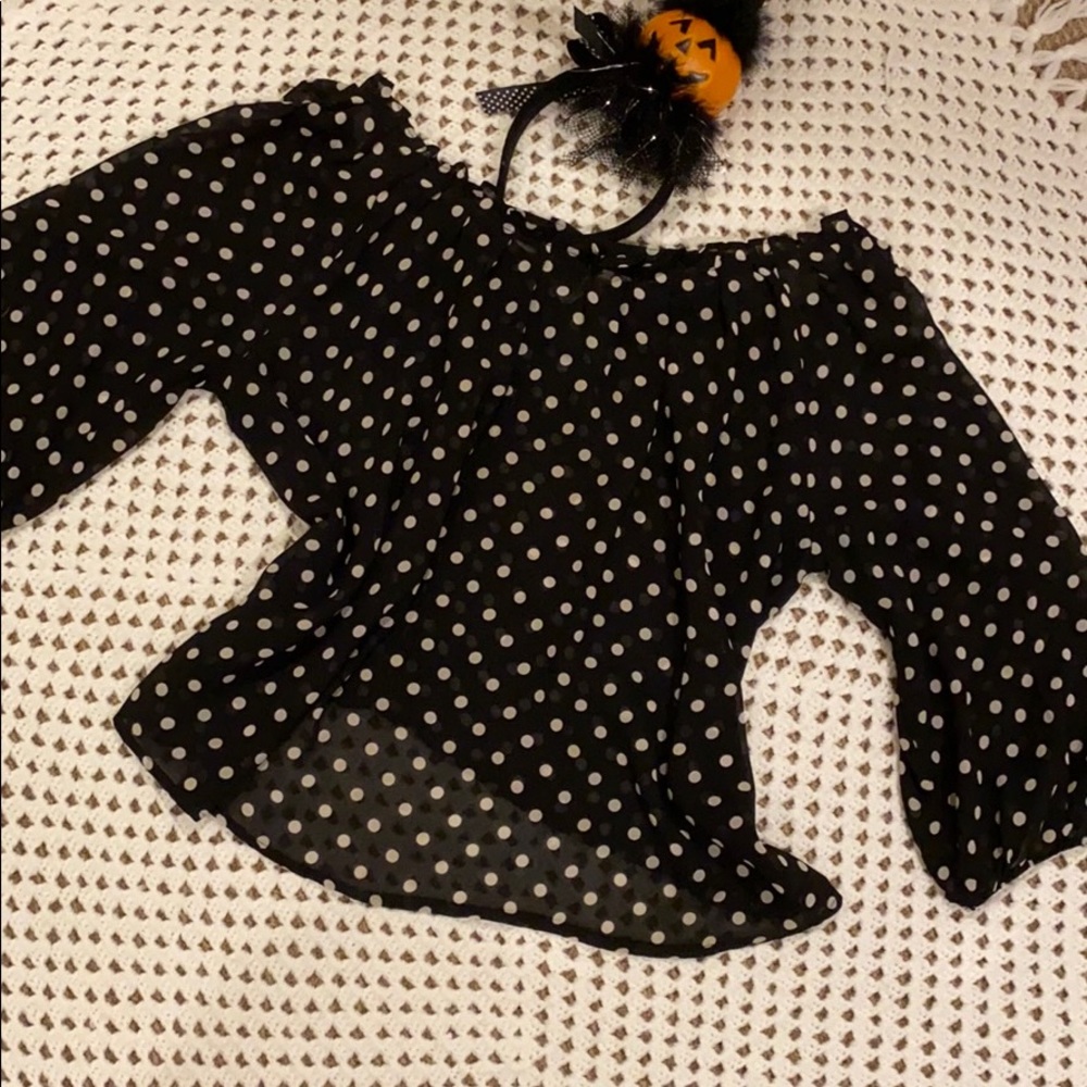 H & M POKA DOT BLOUSE BUTTON FRONT - Picture 12 of 13